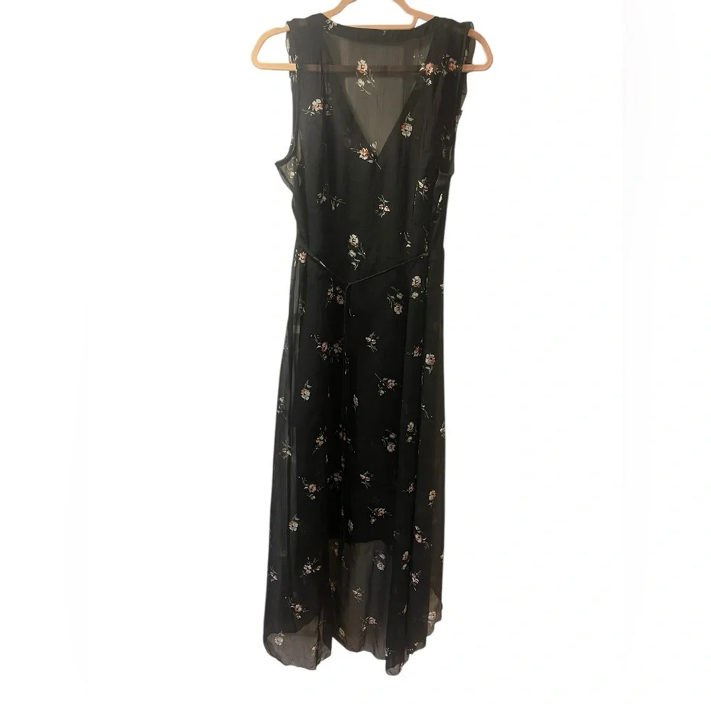 Abercrombie & Fitch sheer maxi over mini sleeveless floral dress black small